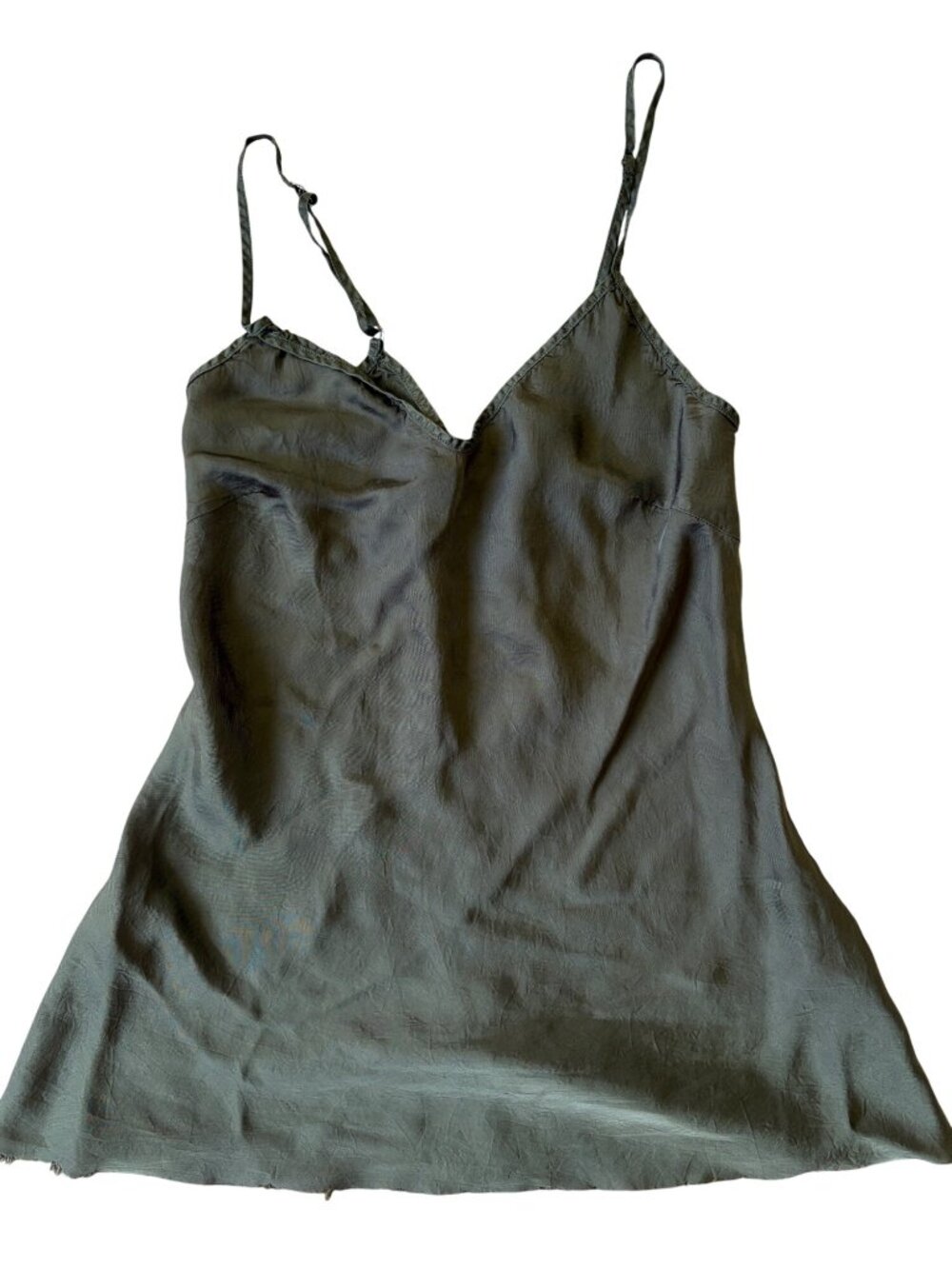 Organic John Patrick 90s Minimalist Camisole Tank Top Womens M Green Raw Hem